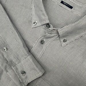 Zegna Sport  Tapered Fit Linen Cotton Blend Stripe Button Down Shirt  Size XL